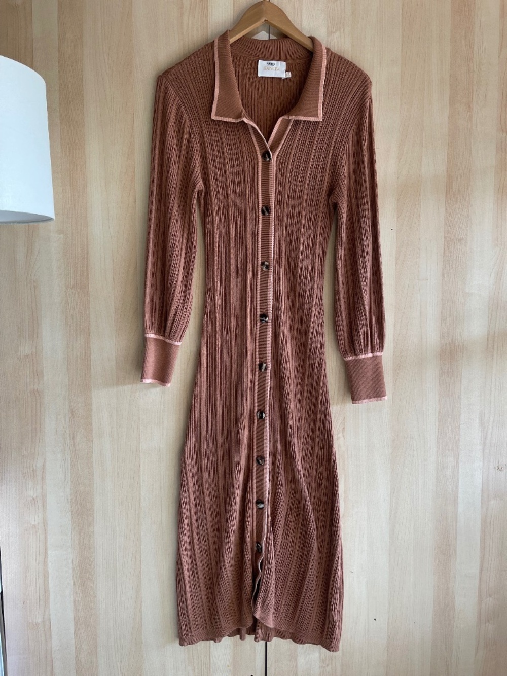 Button-Front Maxi Knit Dress in Terracotta